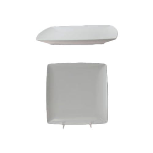 A-to-Z Supply 29007WT Plate, 7-1/4' x 7-1/4', 1/2' deep, Square, Break-Resistant, Dishwasher Safe, BPA Free, Melamine, Classic, White, NSF, Pack of 12