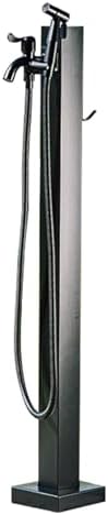 Stainless Steel Outdoor Water Column with Faucet & Spray Gun, Square Design, Hose Holder for Gardens, Schools, Vegetable Gardens, Car Washes - Black