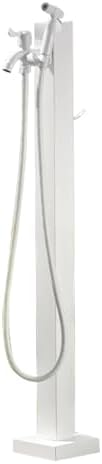 Stainless Steel Outdoor Water Column with Faucet & Spray Gun, Square Design, Hose Holder for Gardens, Schools, Vegetable Gardens, Car Washes - Black
