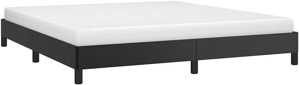 King Size Bed Frame in Black Faux Leather, Sturdy Plywood and Engineered Wood Construction, Modern Platform Bed with No Box Spring Needed, Durable and Easy Clean Design