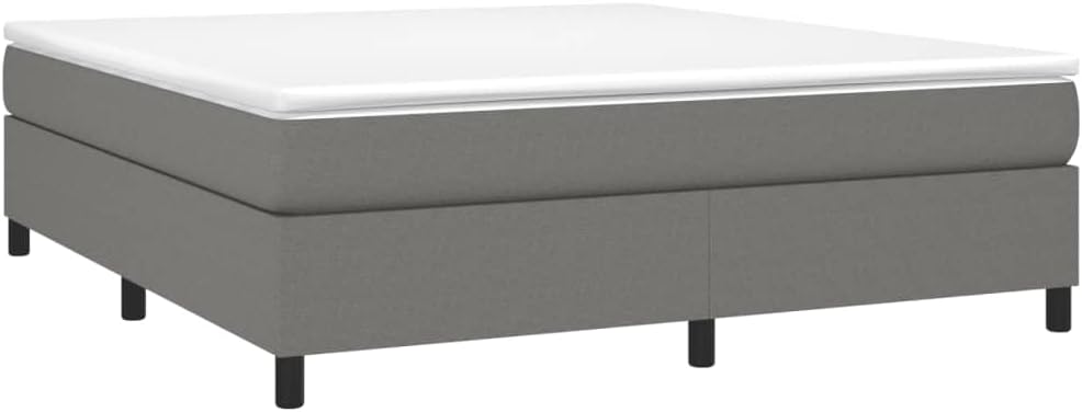Dark Gray Fabric King Size Bed Frame with Plywood and Engineered Wood Construction, Durable Polyester Upholstery for Modern Bedroom, Breathable Material and Easy Assembly