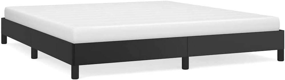 King Size Bed Frame in Black Faux Leather, Sturdy Plywood and Engineered Wood Construction, Modern Platform Bed with No Box Spring Needed, Durable and Easy Clean Design