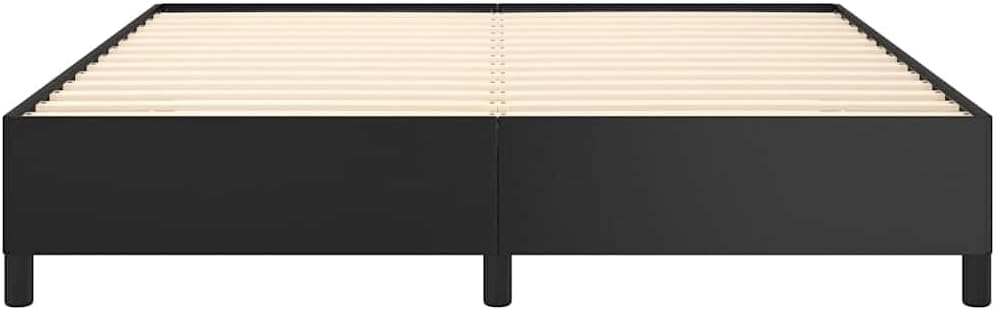King Size Bed Frame with Faux Leather Finish and Engineered Wood Construction, Contemporary Black Minimalist Design, Supports Up to 1102.3 lb, Easy Assembly and Durable