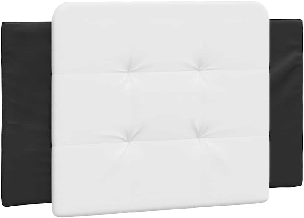Modern Faux Leather Bed Frame in Black and White, Cushioned Headboard for Comfort, Sturdy Construction for Stability, Space Efficient Design, Easy Maintenance with Damp