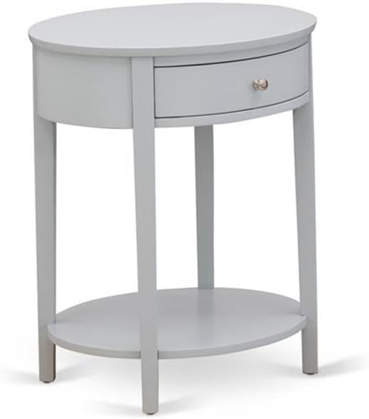 East West Furniture NL19Q-1HI14 2 Piece Queen Bedroom Set - Button Tufted Bed Frame - Linen white Velvet Fabric Upholstered Headboard and an Urban Gray Finish Nightstand