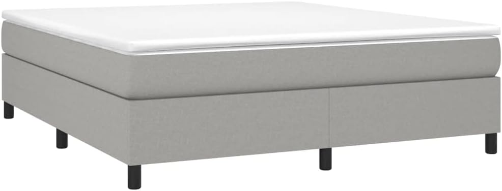 King Size Upholstered Bed Frame in Light Grey Fabric with Breathable Polyester and Durable Plywood Construction for Modern Bedrooms