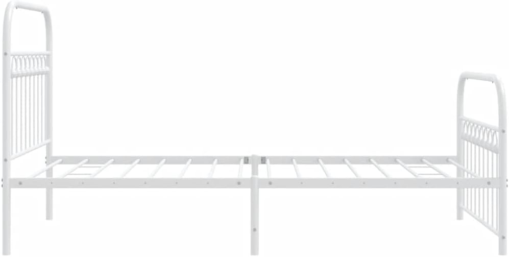 White Steel Twin Bed Frame Modern Rectangular Design with Sturdy Metal Construction and Breathable Material for Enhanced Comfort