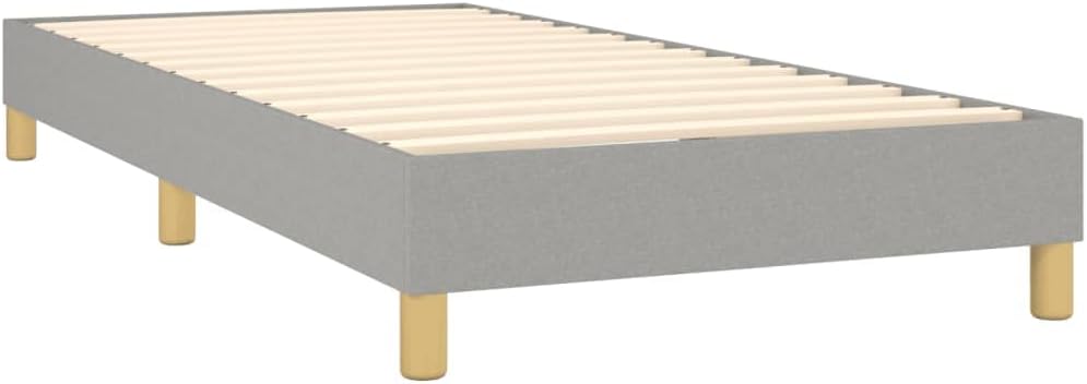 Light Gray Twin Bed Frame with Fabric Upholstery and Matte Finish, 4-Piece Set for Modern Bedroom, Easy Assembly, Space-Saving Design, Durable Plywood Construction,