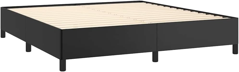 King Size Bed Frame with Faux Leather Finish and Engineered Wood Construction, Contemporary Black Minimalist Design, Supports Up to 1102.3 lb, Easy Assembly and Durable