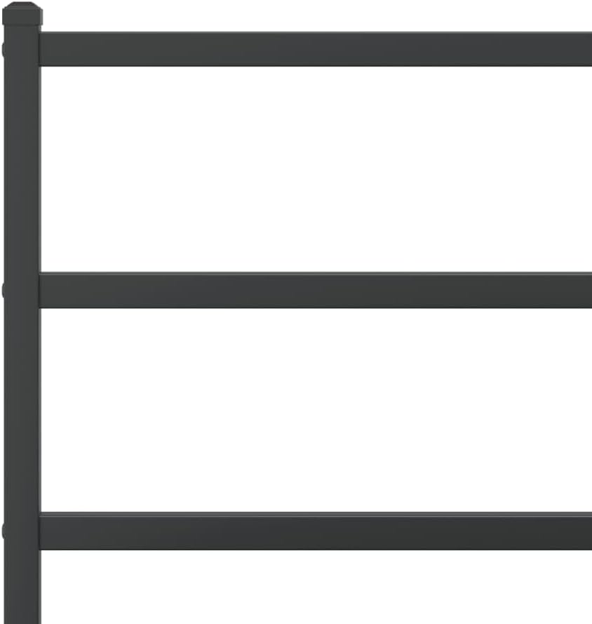 Black Steel Twin Bed Frame with Headboard and Storage, Modern Rectangular Design for Bedroom, Durable Powder-Coated Metal Construction, Easy Assembly Included