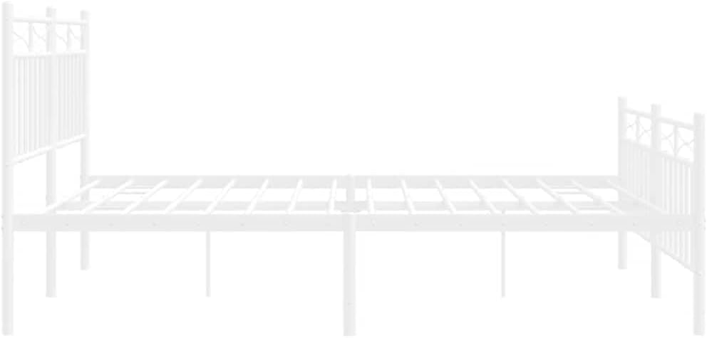 White Powder-Coated Steel King Size Bed Frame with Open Base for Storage, Durable Metal Bed Support for Mattress, Sturdy Frame with Timeless Design and Sleek Finish, Easy