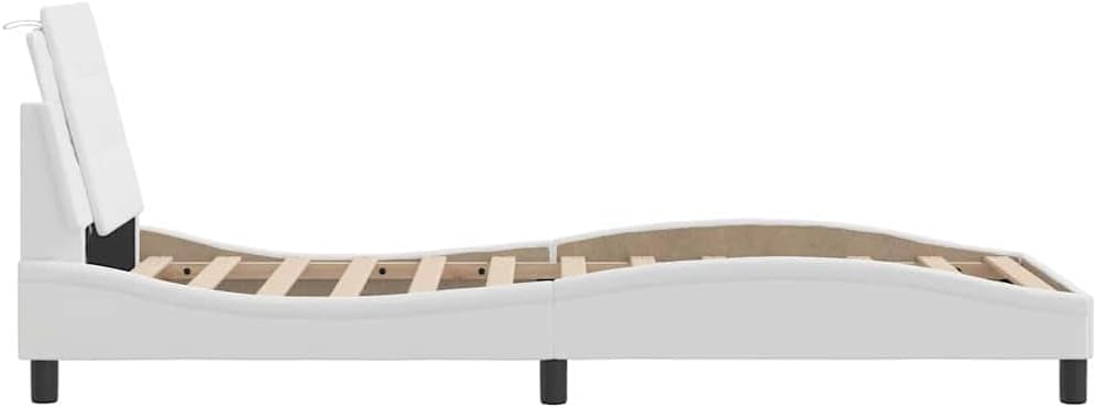 Modern White Bed Frame with Ample Storage Space and Stain-Resistant Faux Leather Upholstery, Sleek Design for Contemporary Bedroom, Easy Assembly, Durable Engineered Wood