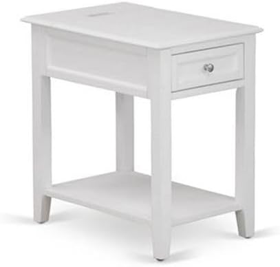 East West Furniture NL19K-2DE05 3 Piece King Bed Set - Button Tufted Bed Frame - Linen white Velvet Fabric and Upholstered Headboard and a Linen white Finish Nightstand
