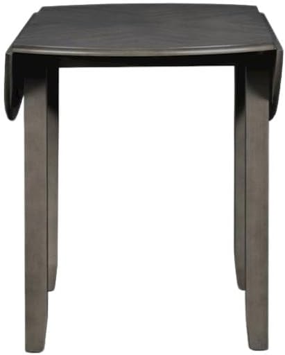 Furnifact Gray 3-Piece Wood Dining Set with Round Drop-Leaf Table and 2 Chairs, Small Space Furniture, Solid Rubberwood, Contemporary Finish