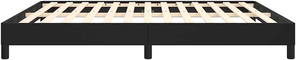 King Size Bed Frame in Black Faux Leather, Sturdy Plywood and Engineered Wood Construction, Modern Platform Bed with No Box Spring Needed, Durable and Easy Clean Design