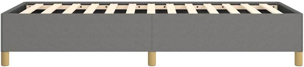 Dark Grey Polyester Bed Frame with Plywood Slats for Twin XL Size, Modern Minimalist Design, Breathable Fabric, Durable Engineered Wood Construction, Space-Saving Single
