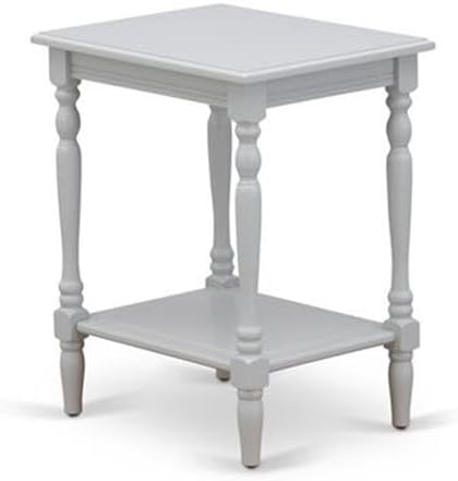 East West Furniture NL19Q-1BF14 2 Piece Bedroom Set - Button Tufted Queen Bed Frame - Linen white Velvet Fabric Upholstered Headboard and an Urban Gray Finish Nightstand