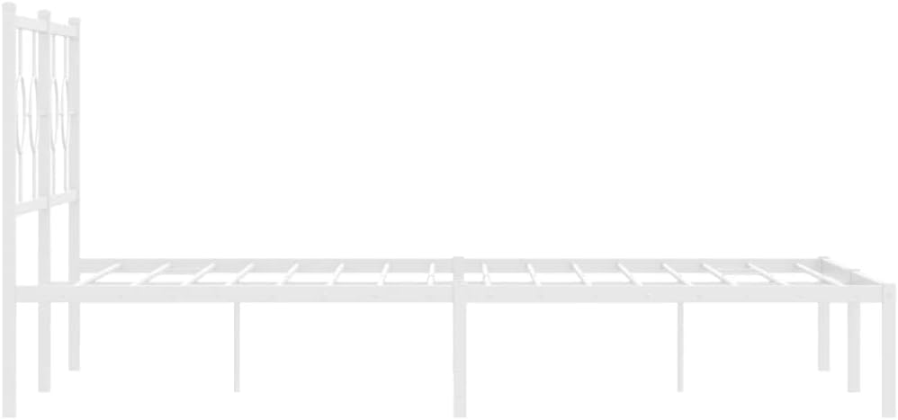 Industrial Metal Bed Frame with Headboard, White Powder-Coated Steel King Size 59x79 Inches, Heavy-Duty Construction and Breathable Design for Stable Support and Airflow