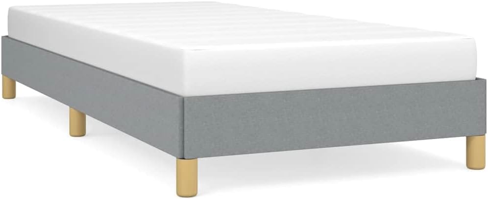 Light Grey Twin Fabric Bed Frame with Modern Design, Breathable Polyester Upholstery and Sturdy Support, Easy Assembly Included, Solid Wood Construction for Bedroom Decor