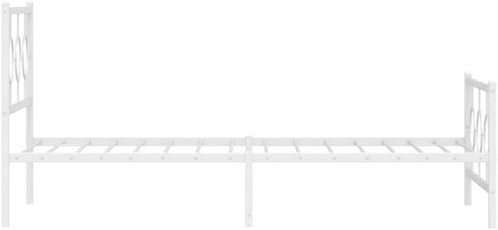 White Steel Twin Bed Frame Rectangular Industrial Design with Underbed Storage Space for Modern Bedrooms, Durable Metal Construction and Easy Maintenance