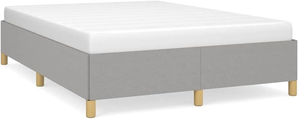 Light Grey Upholstered Bed Frame with Polyester and Engineered Wood, Full Size Modern Platform Bed for Adults, Breathable Fabric and Durable Design, Easy Assembly