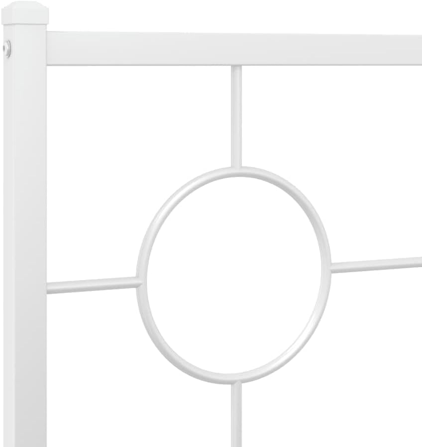 Industrial Metal Bed Frame with Headboard, White Powder-Coated Steel King Size 59x79 Inches, Heavy-Duty Construction and Breathable Design for Stable Support and Airflow