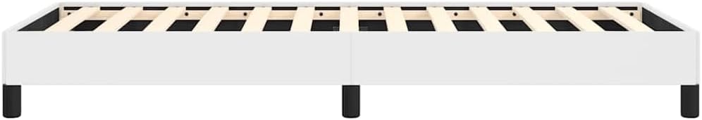 Modern Twin XL Faux Leather Bed Frame in White, Minimalist Design with Robust Support for Adults, Easy Assembly and Durable Construction, Compact Size for Contemporary
