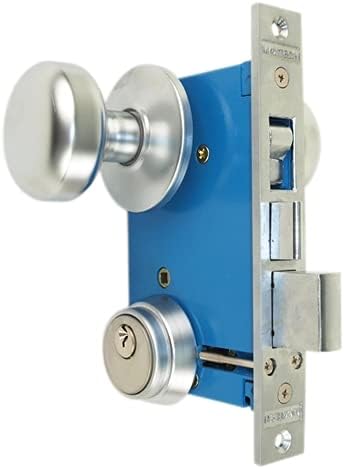 RHR Right Hand Reverse Satin Chrome 26D Finish Double Cylinder Iron Gate Ornamental Mortise Lock Set with 2-1/2' Backset