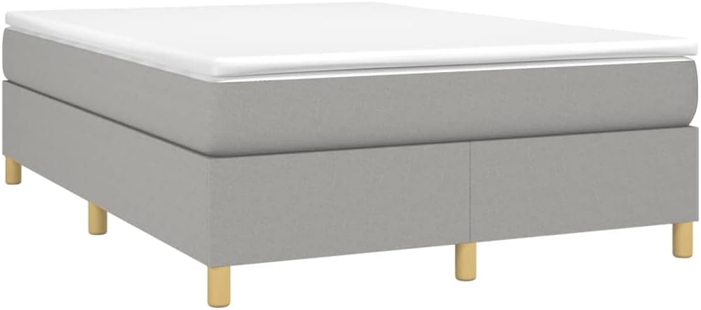 Light Grey Upholstered Full Bed Frame with Breathable Fabric and Sturdy Construction for Modern Bedroom Decor, 4-Piece Set