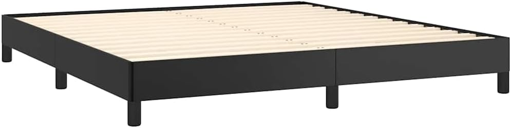 King Size Bed Frame in Black Faux Leather, Sturdy Plywood and Engineered Wood Construction, Modern Platform Bed with No Box Spring Needed, Durable and Easy Clean Design