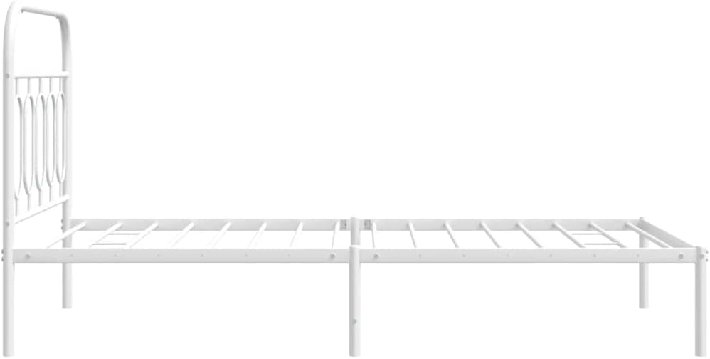 White Steel Twin Bed Frame Rectangular Modern Design with Ample Underbed Storage Space for Bedroom and Guest Room, Sturdy Metal Construction and Smooth Finish