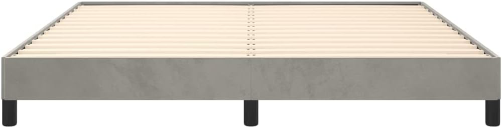 King Size Velvet Bed Frame Light Grey with Plywood Engineered Wood Structure, Luxurious Upholstered Platform Bed for Master Bedroom, Modern Minimalist Design, Durable Support