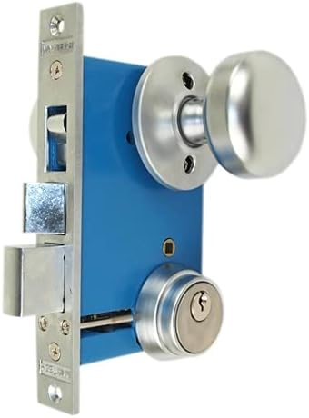 RHR Right Hand Reverse Satin Chrome 26D Finish Double Cylinder Iron Gate Ornamental Mortise Lock Set with 2-1/2' Backset
