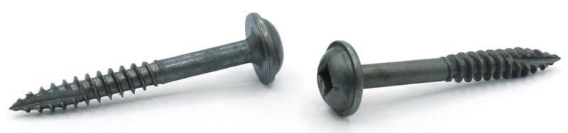 #8 x 1 1/2' Deep Thread Wood Screws/Pocket Hole/Square Drive/Round Washer Head/Type 17 / Steel/Plain / 5000 Pc. Carton