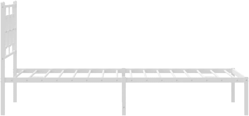 White Powder-Coated Steel Twin Bed Frame with Rectangular Design and Spacious Storage Area, Modern Sleek Bedroom Furniture for Durable Support and Easy Maintenance