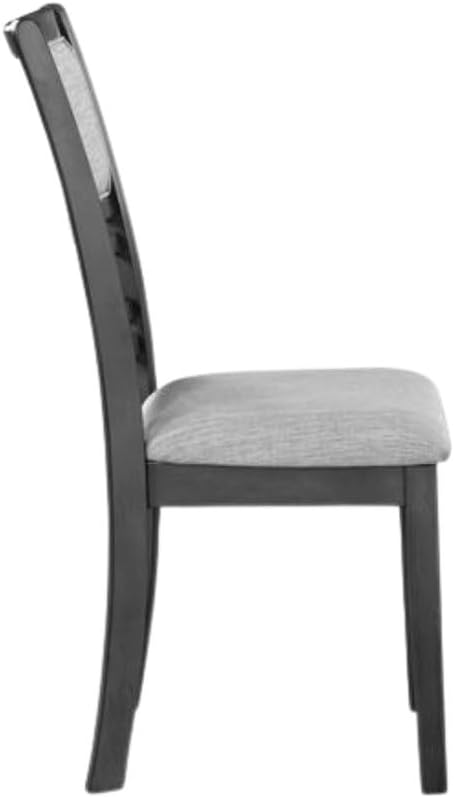 Furnifact Gray 3-Piece Wood Dining Set with Round Drop-Leaf Table and 2 Chairs, Small Space Furniture, Solid Rubberwood, Contemporary Finish