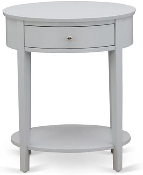 East West Furniture NL19Q-1HI14 2 Piece Queen Bedroom Set - Button Tufted Bed Frame - Linen white Velvet Fabric Upholstered Headboard and an Urban Gray Finish Nightstand