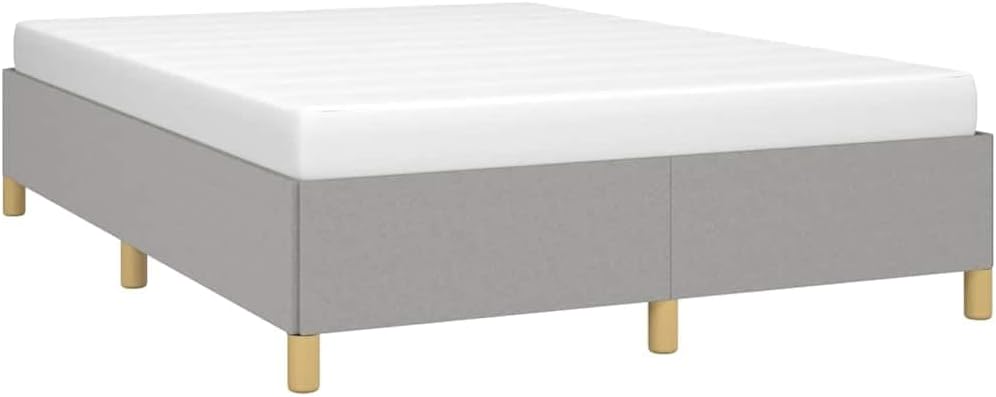 Light Grey Upholstered Bed Frame with Polyester and Engineered Wood, Full Size Modern Platform Bed for Adults, Breathable Fabric and Durable Design, Easy Assembly