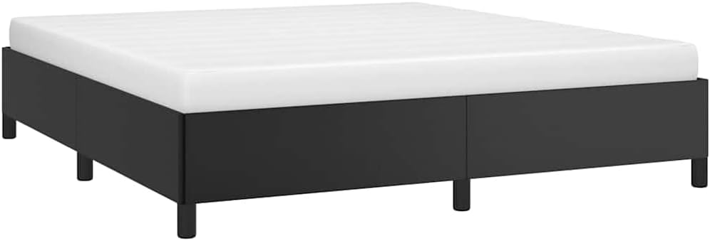 King Size Bed Frame with Faux Leather Finish and Engineered Wood Construction, Contemporary Black Minimalist Design, Supports Up to 1102.3 lb, Easy Assembly and Durable
