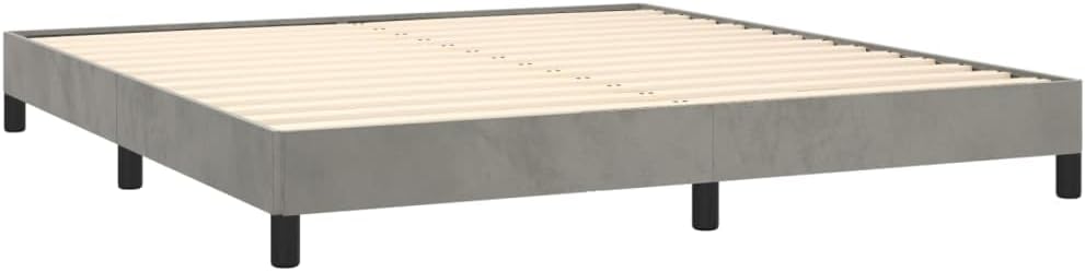 King Size Velvet Bed Frame Light Grey with Plywood Engineered Wood Structure, Luxurious Upholstered Platform Bed for Master Bedroom, Modern Minimalist Design, Durable Support