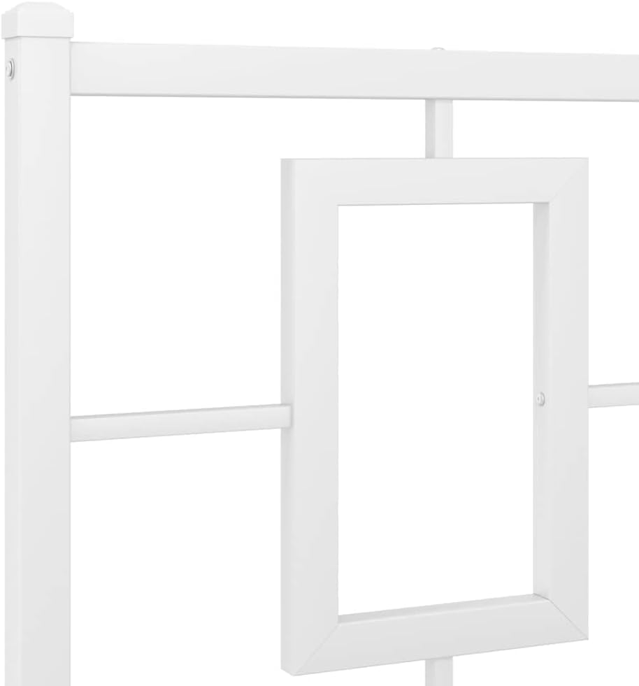 Modern White Steel King Bed Frame with Ample Storage, Sturdy Construction and Easy Assembly for Bedroom, Minimalist Design with Clean Lines and Smooth Finish