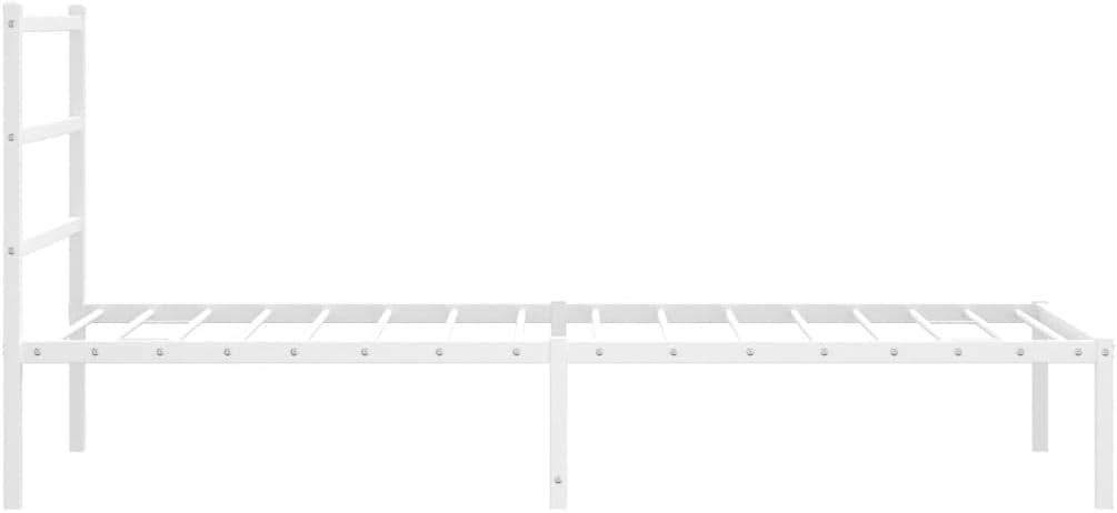 White Steel Twin Bed Frame with Headboard, 39.4' Wide 78.7' Long, Breathable Design, Powder Coated Metal Frame, Durable Construction, Easy Assembly, Modern Style for Bedroom