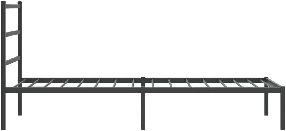 Black Steel Twin Bed Frame with Headboard, Modern Rectangular Design for Bedroom, 4-Piece Set with Ample Storage and Durable Powder-Coated Finish
