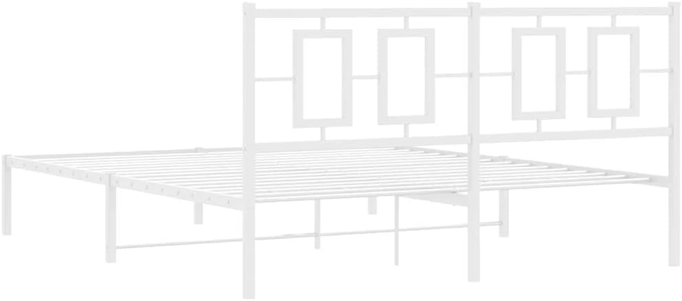 Modern White Steel King Bed Frame with Ample Storage, Sturdy Construction and Easy Assembly for Bedroom, Minimalist Design with Clean Lines and Smooth Finish