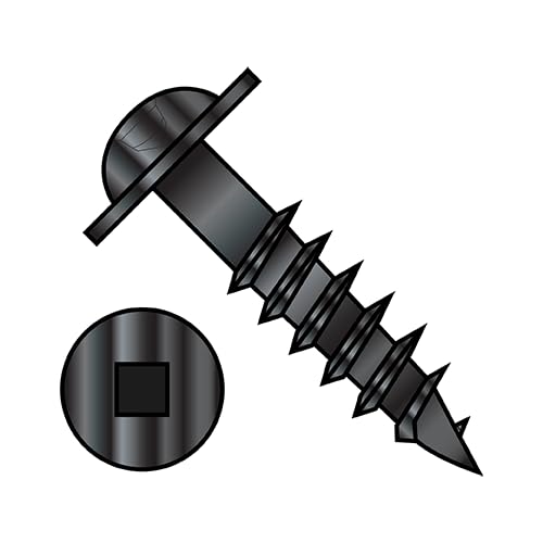 #10 x 1 1/4' Deep Thread Wood Screws/Square/Round Washer Head/Steel/Black Oxide / 3500 Pc. Carton