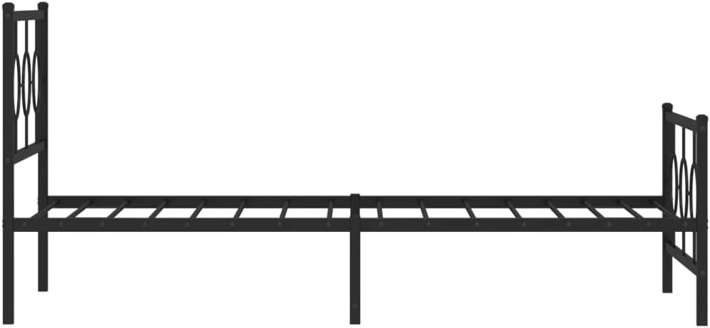 Black Metal Bed Frame Rectangular Industrial Design with Sturdy Powder-Coated Steel Construction, 4 Pieces Set for Bedroom and Guest Room, Durable Support and Easy Assembly