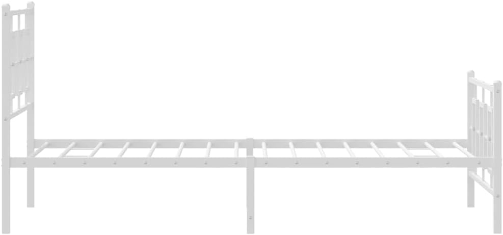 White Powder-Coated Steel Single Bed Frame with Ample Underbed Storage Space, Modern Sleek Design for Bedroom, Easy Assembly, Durable Metal Construction, Versatile Furniture