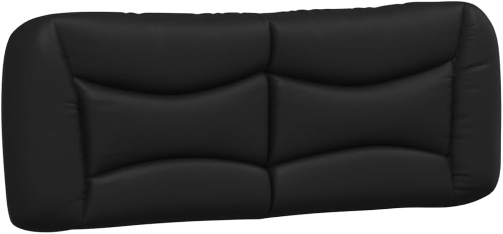 Full Bed Frame Black White 54x82x29 in Modern Faux Leather Platform Bedframe with Padded Headboard for Bedroom Furniture Sets