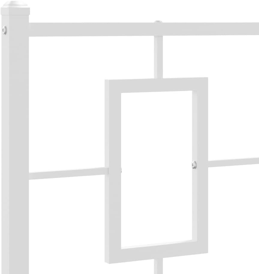 White Powder-Coated Steel Twin Bed Frame with Rectangular Design and Spacious Storage Area, Modern Sleek Bedroom Furniture for Durable Support and Easy Maintenance
