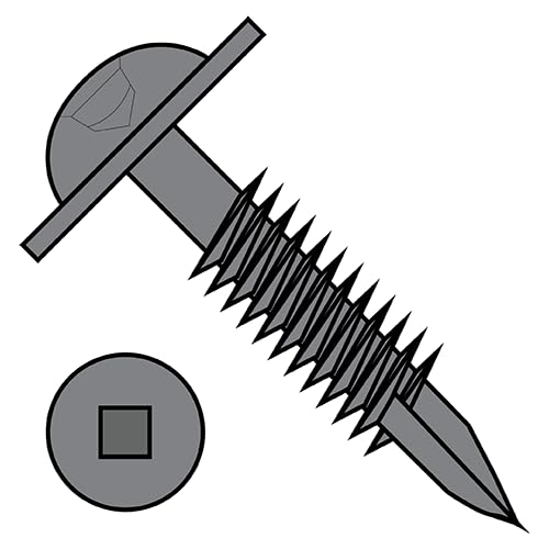 #7 x 1 1/4' Deep Thread Wood Screws/Pocket Hole/Square Drive/Round Washer Head/Type 17 / Steel/Plain / 8000 Pc. Carton